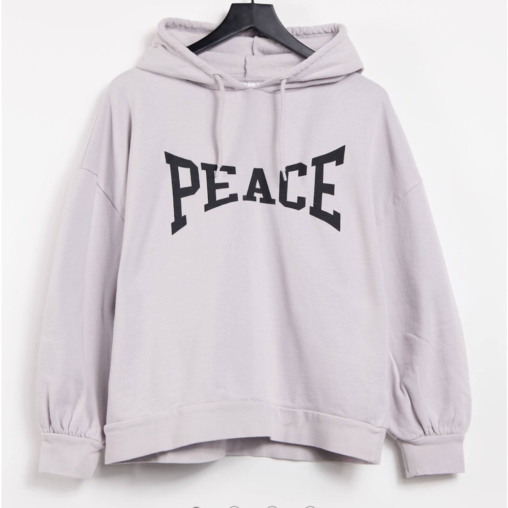 TOPSHOP grey peace hoodie size Medium